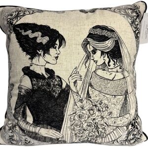Isaac Mizrahi Halloween Brides of Frankenstein Couple Decorative Pillow NWT
